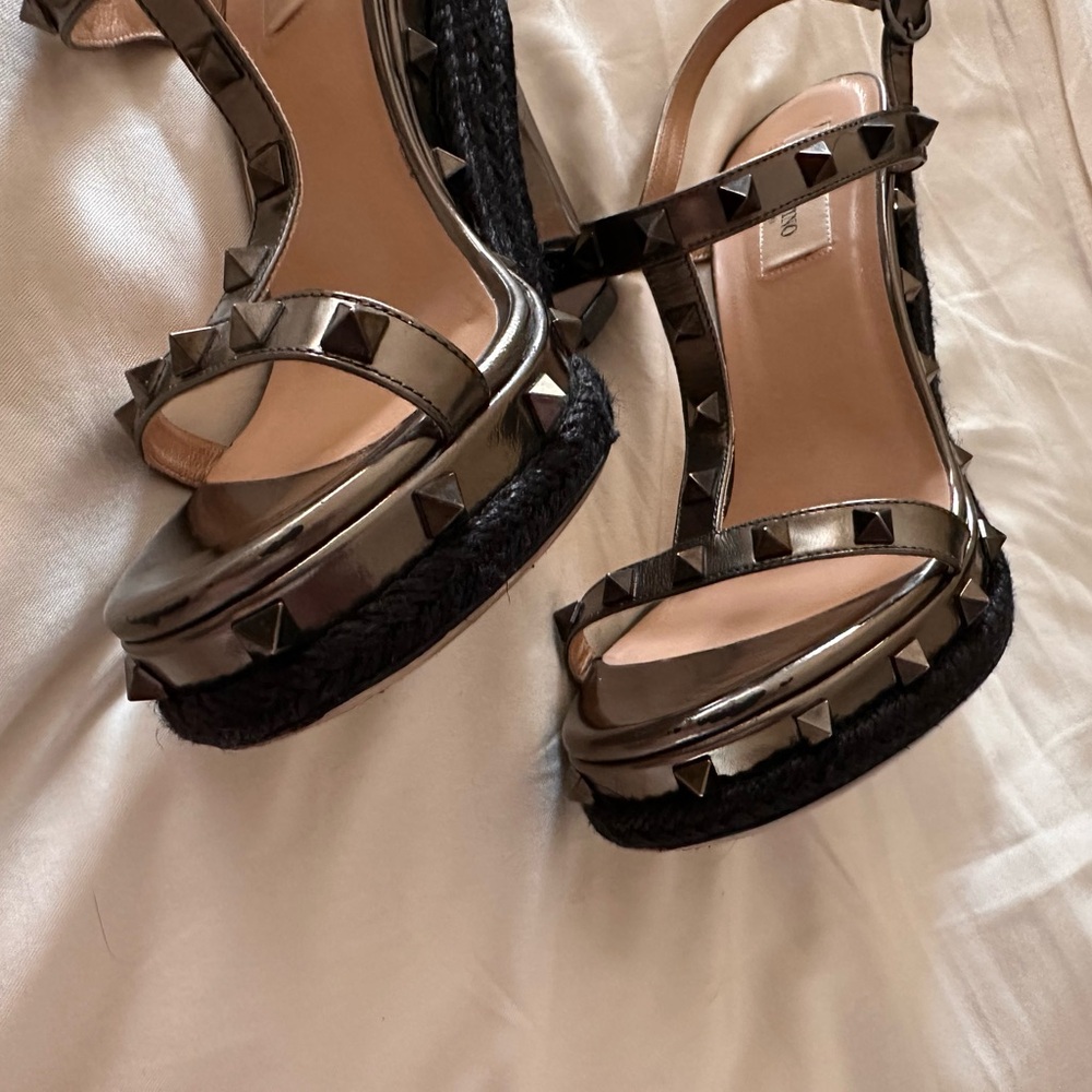 Valentino Metallic Studded Sandal Wedge SOLD - Picture 8 of 11